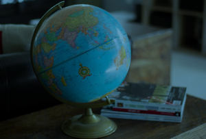 Globe on a Sofa Table