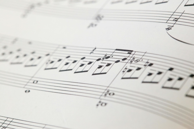 musical notes on paper; Photo by César Guillotel