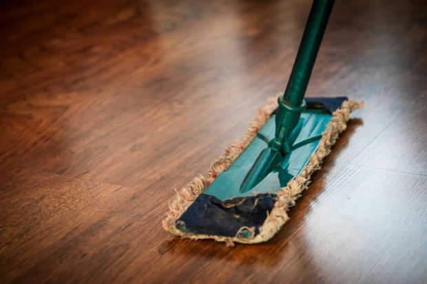 Image of Mop on a Clean Hardwood Floor